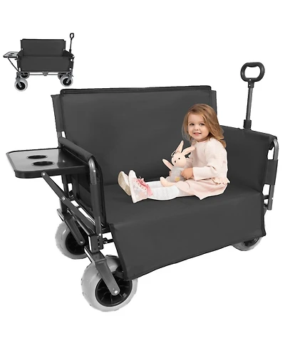Streamdale Furniture 3-in-1 Collapsible Wagon with Folding Tabletop 500lbs Capacity