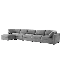 Streamdale Furniture Modular U-Shaped Chenille Sectional Sofa with Ottoman and Sleeper Bed