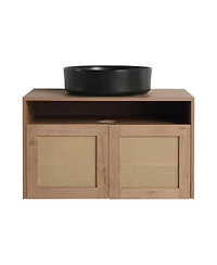 Sillysis 30 Inch Wall Mounted Modern Bathroom Vanity, Vessel Ceramic Sink, Soft Close Door, Ample Storage Cabinet