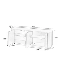 Streamdale Furniture 64 Inch Wave Pattern Wooden Sideboard Storage Cabinet