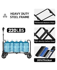 Streamdale Furniture Convertible Folding Wagon with Wide Wheels 220Lbs Capacity