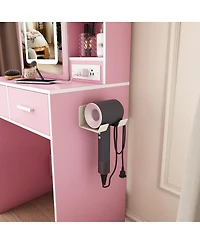 Streamdale Furniture Small Makeup Vanity Desk with Led Mirror Power Outlet Storage and Stool