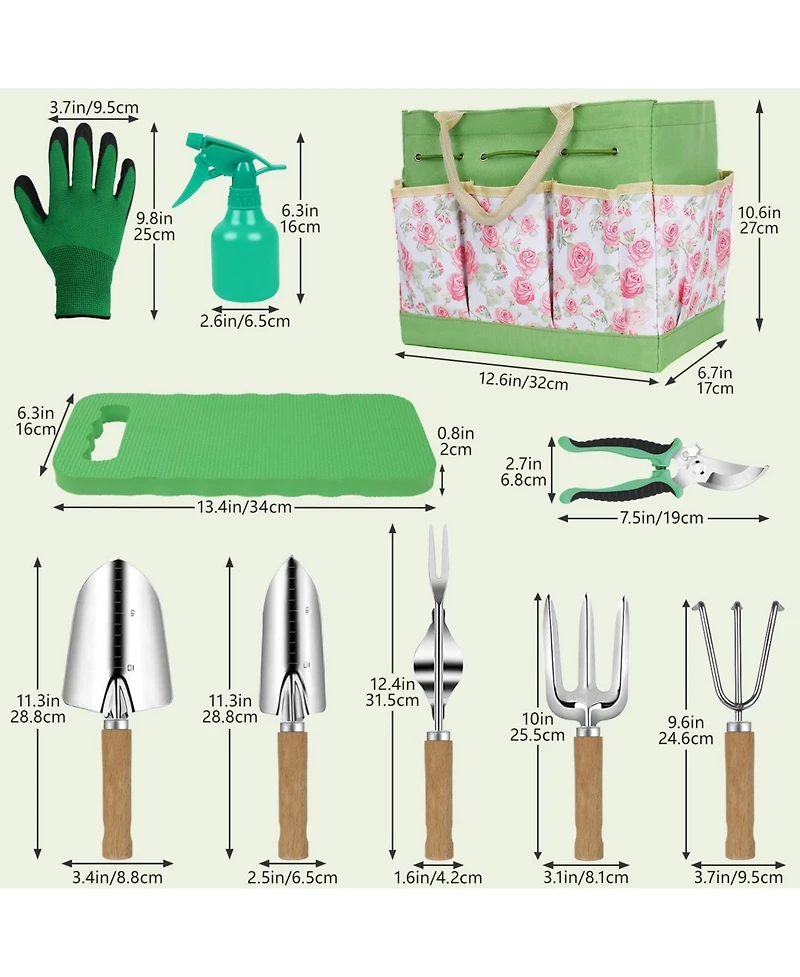 Xdovet Garden Tool Set Stainless Steel Heavy Duty Floral Tote Kit