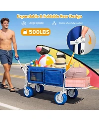 Streamdale Furniture Heavy Duty Collapsible Beach Wagon with All-Terrain Wheels 500lbs Capacity