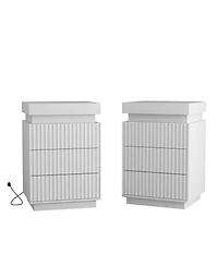 Streamdale Furniture (Set of 2) End Table with Usb C Charging 2 Drawers and Led Lights