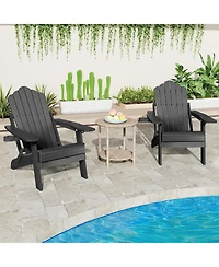 Gymax 2 Piece Folding Adirondack Chair Hips Fire Pit w/ Adjustable Backrest