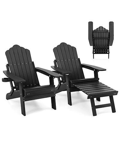 Gymax 2 Piece Folding Adirondack Chair Hips Fire Pit w/ Adjustable Backrest