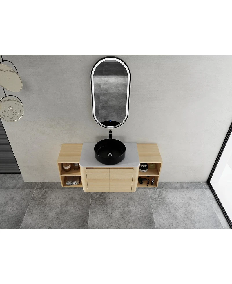 Sillysis Inch Wall Mounted Bathroom Vanity with Ceramic Vessel Sink