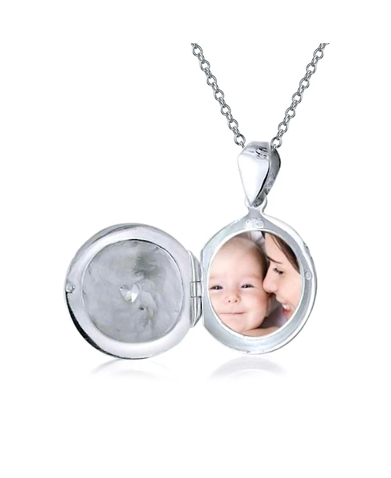 Bling Jewelry Celtic Lucky Clover Keepsake Photo Locket Necklace Round Lucky Enamel .925 Sterling Silver