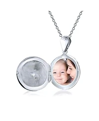 Bling Jewelry Celtic Lucky Clover Keepsake Photo Locket Necklace Round Lucky Enamel .925 Sterling Silver