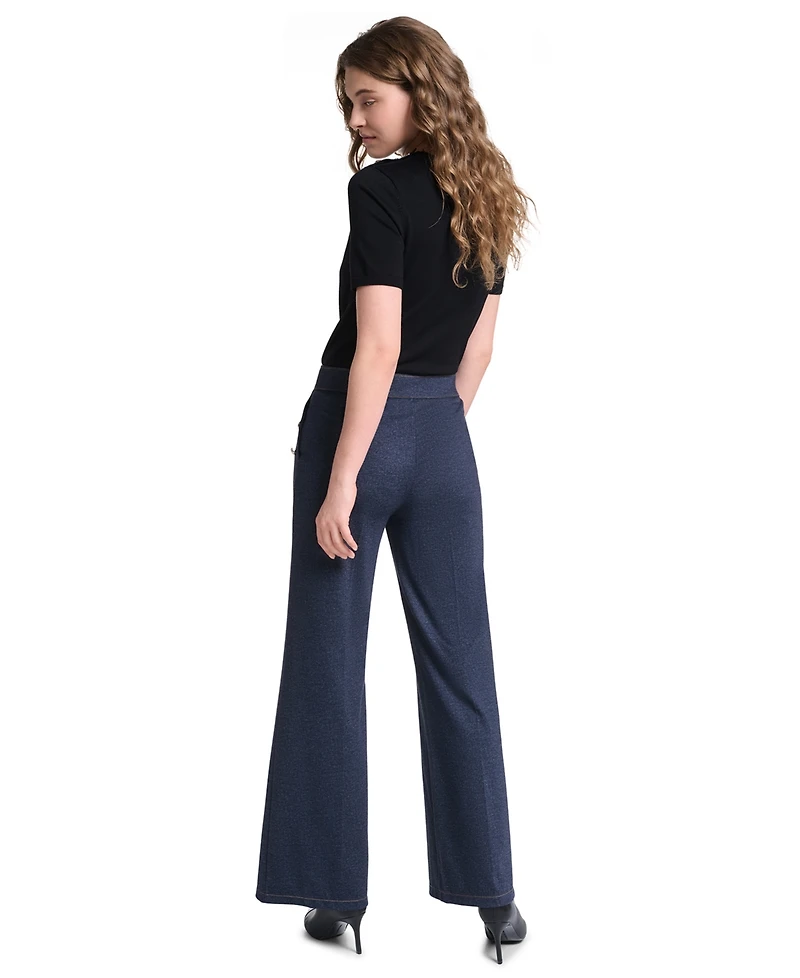 Karl Lagerfeld Paris Petite Silky Pont Mid-Rise Sailor Pants