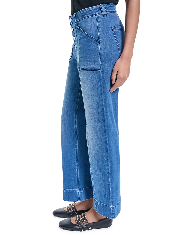 Karl Lagerfeld Paris Petite Button-Fly Jeans
