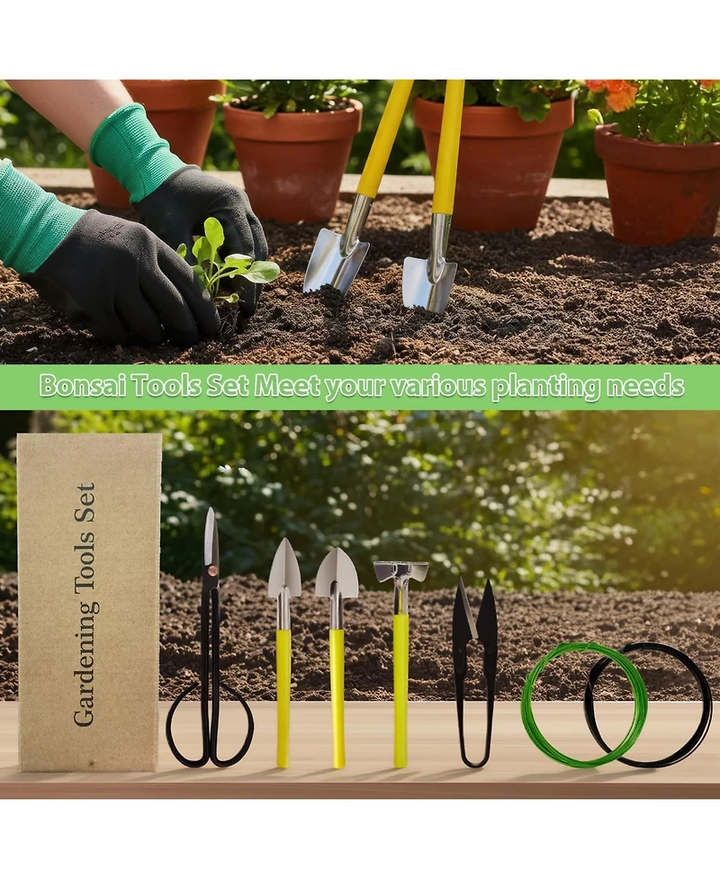 Xdovet Bonsai Tools Set Rake Shovel Wire Gardening Kit