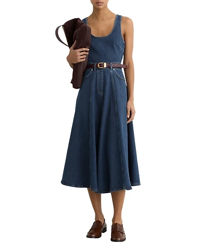 Reiss Women's Rosie Waisted Denim Midi Dress