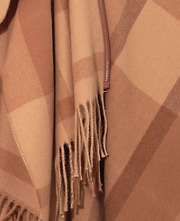 Lauren Ralph Plaid Fringe Ruana