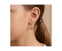 GiGiGirl Charming 14K Gold Plated Red Enamel Heart Dangle Earrings