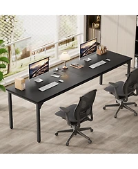 Aheaplus 78.8'' W Rectangle Computer Desk, Wood Top Study Workstation