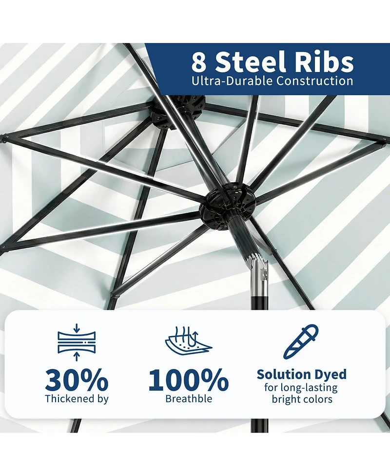 homfan 9Feet Outdoor Patio Umbrella, Windproof And Uv Protected, Crank And Push-Button Tilt, Waterproof Canopy For Garden, Deck, Pool And Yard