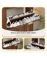 homfan Fluted Shoe Cabinet for Entryway with 2 Flip Drawers