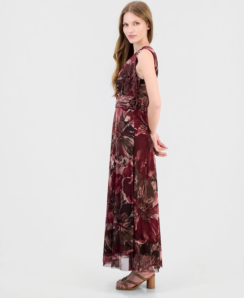 Robbie Bee Women's Printed Surplice-Neck Maxi Dress