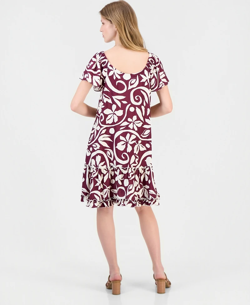 Robbie Bee Women's On-Off Shoulder Flutter-Sleeve Dress
