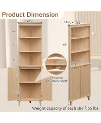 Volenca 68-in Tall Corner Bathroom Cabinet with Fluted Doors, 55-lb per Shelf