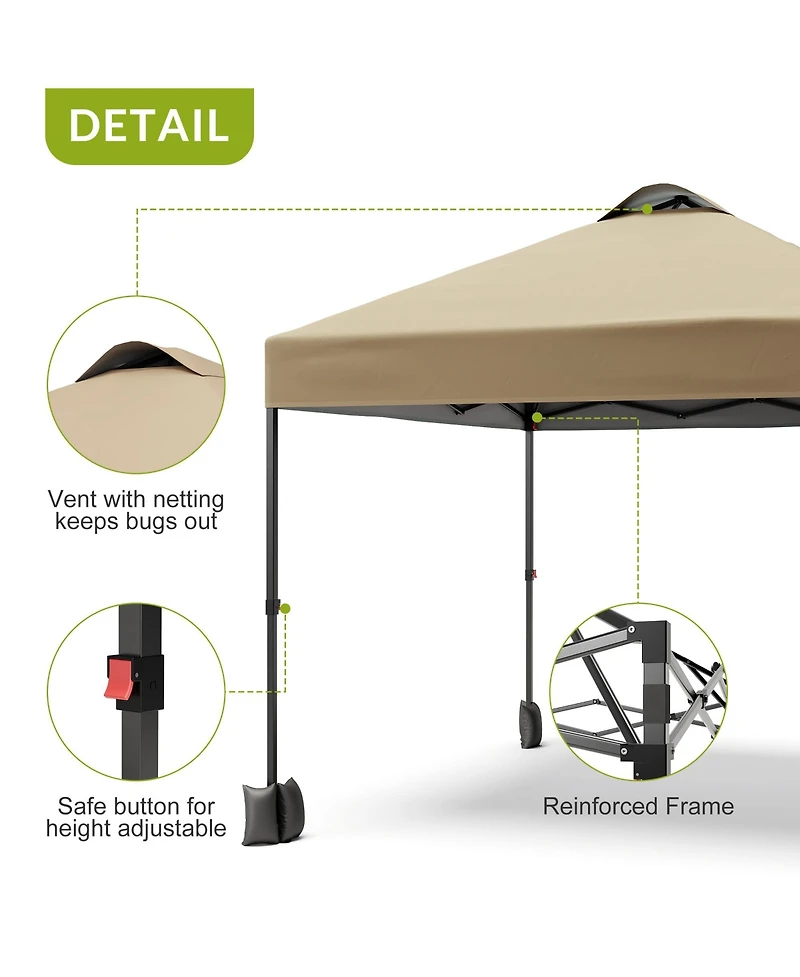 homfan 10x10 Pop Up Canopy Tent With Sidewall, Easy Setup, Upf 50+ Protection, Adjustable, Portable, Includes Wheeled Bag, Stakes And Sandbags