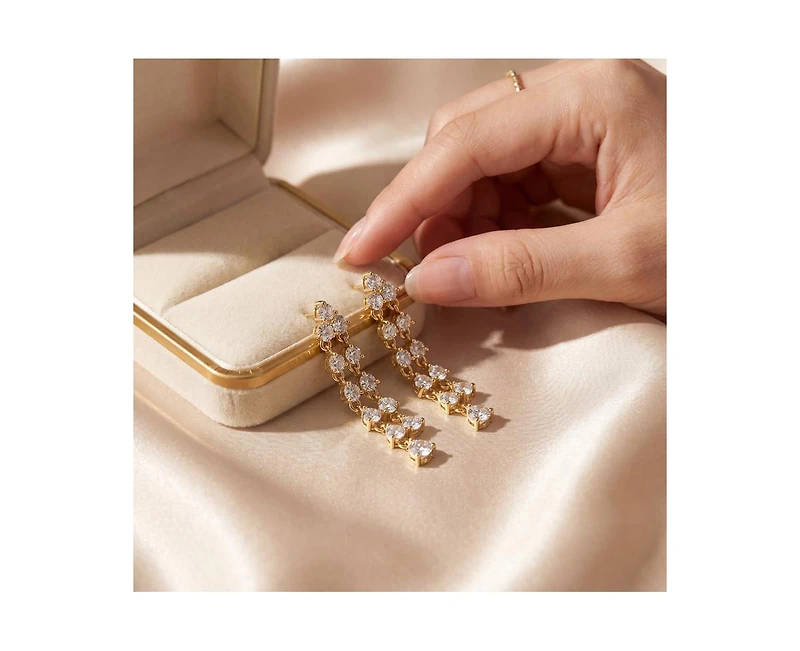 Rachel Glauber Elegant 14K Gold Plated Cz Chandelier Drop Earrings
