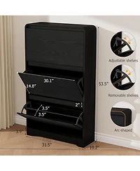 Homfan Narrow Shoe Cabinet - 3 Flip Drawers, Freestanding Shoe Storage for Entryway, Hallway or Small Space