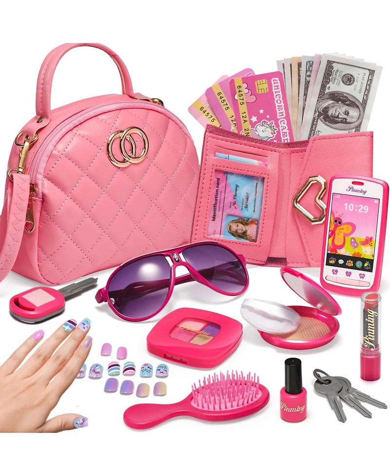 Gnuadz 33-piece Pretend Makeup Kit Purse Princess Gifts for Girls