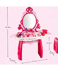 Gnuadz Vanity Makeup Table Mirror Chair Light Music Hair Dryer Toy Gift Kids 2-6 Years