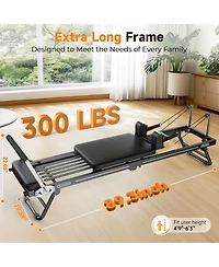 Fed Fitness Foldable Aluminum Pilates Reformer with Jump Board, Multifunctional Pilates Exercise Machine for Home Workout, 300 Lbs Weight Capacity