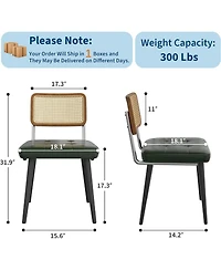 gaomon Rattan Dining Chairs Set of 2, Upholstered Dining Room Chairs with Rattan Backrest, Armless Side Chairs for Kitchen Living Room, Restaurant