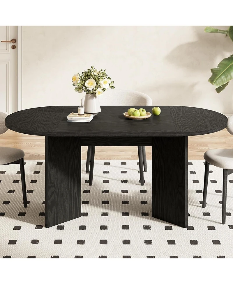 Tribesigns 63" Oval Farmhouse Dining Table for 4-6
