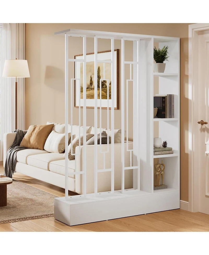 Tribesigns Wall Room Divider with Display Shelves, 70.9" Modern Freestanding Room Divider Screen with Sturdy Base, Wall Partition
