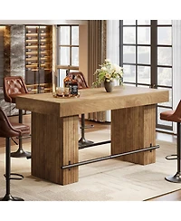 Tribesigns 62.2Inch Bar Table, Industrial Counter Height Pub Dining Table, Large Home Bar Unit