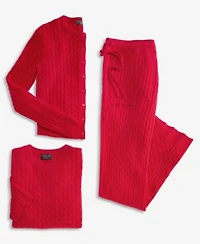 Charter Club Womens Cashmere Cardigan Short Sleeve Sweater Wide Leg Pants Macys Exclusive