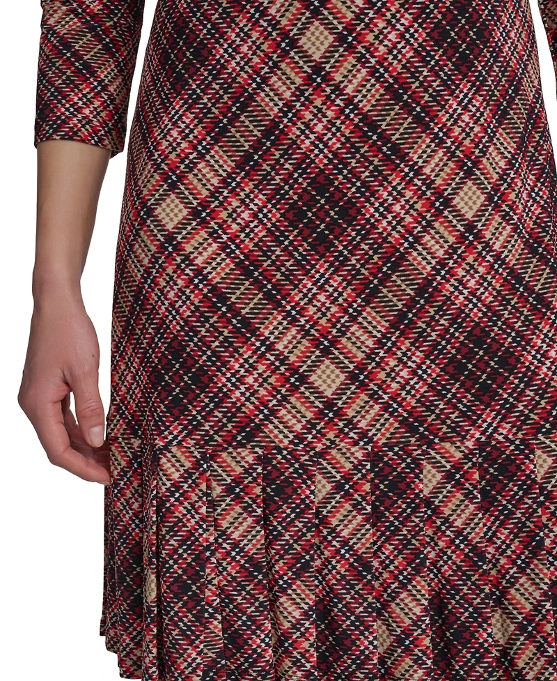 Tommy Hilfiger Women's Crewneck Pleated Hem Shift Dress