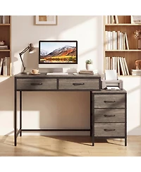 Slickblue Computer Desk with 5 Drawers and Printer Stand