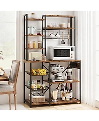 Gaomon 70.1 Inch 7-Tier Industrial Baker's Rack with Power Outlet, Microwave Coffee Bar Station Wire Baskets for Kitchen and Living Room