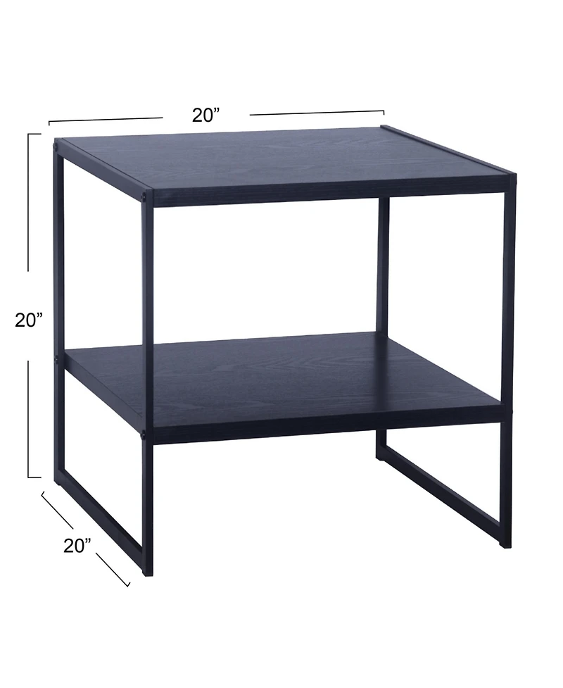 Household Essentials Jamestown Square End Table with Storage Shelf