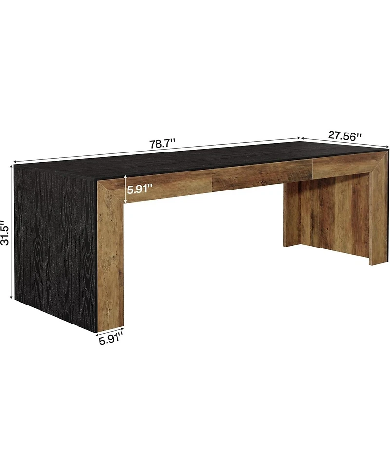 Tribesigns Long Computer Desk for 2 People, Farmhouse Executive with Wooden Desktop and Legs, Heavy Duty