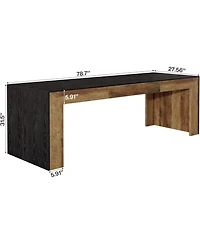Tribesigns Long Computer Desk for 2 People, Farmhouse Executive with Wooden Desktop and Legs, Heavy Duty