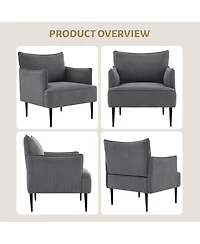 homfan Mid-Century Modern Accent Chair with Corduroy Fabric and Sturdy Wood Frame