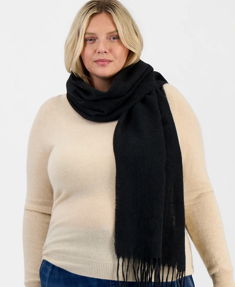 Style & Co Women's Box Check Weave Solid Feathersoft Wrap Scarf, Macy's Exclusive