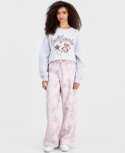 Almost Famous Juniors' Woodland Camo-Print Wide-Leg Sweatpants