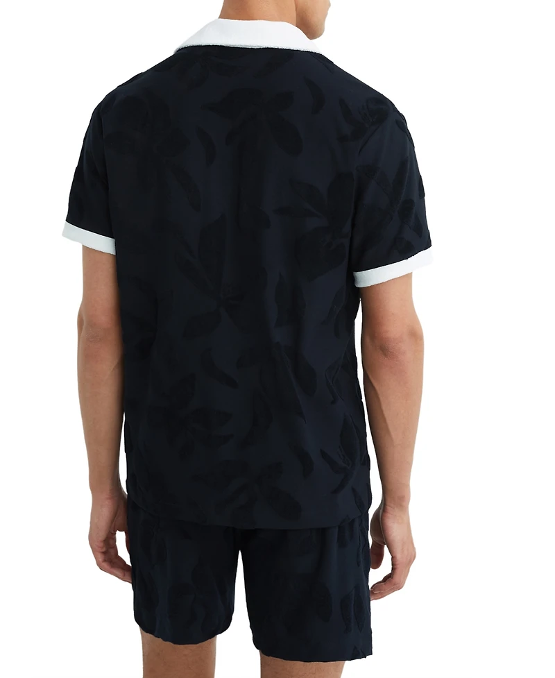 Reiss Men's Zuma Towelling Jacquard Cuban Shirt
