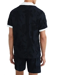 Reiss Men's Zuma Towelling Jacquard Cuban Shirt