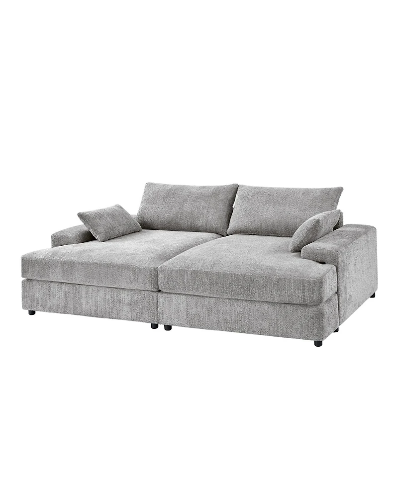 Hulala Home Tychon 87inch Upholstered Square Arm Deep Seating Sleeper Sofa