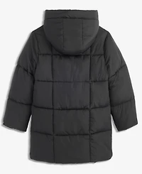 S Rothschild & Co Girls' Xs-xl Box Quilt Hooded Stadium Jacket With Scarf